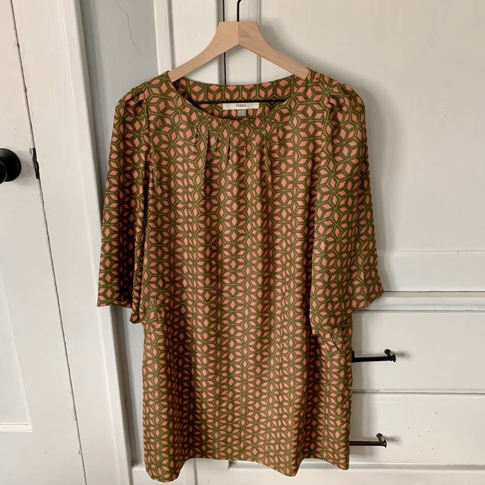 Fossil Geometric 3/4 Sleeve Dress